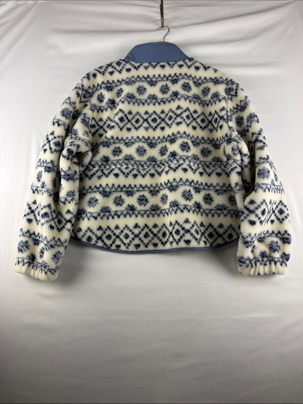 Pink Blue White Fleece Quarter Snap Pullover Women's Large - Picture 9 of 10
